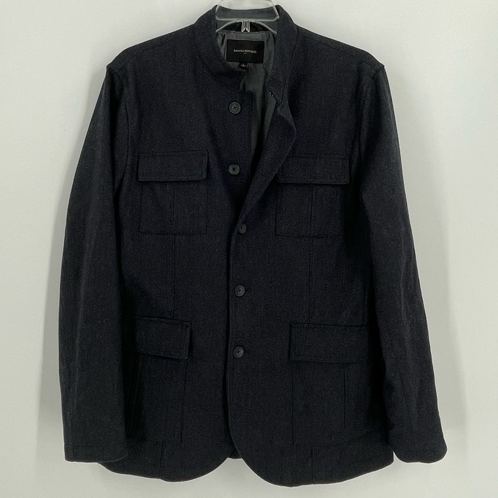 * Banana Republic navy blue wool military style button up jacket